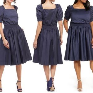 Gal Meets Glam, Anastasia Double Square Neck Dress in Navy, size 4